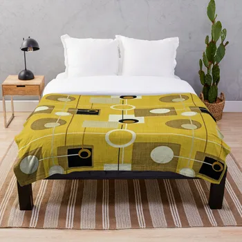 

Soft Blanket for Bed Sherpa Flannel Fleece Blanket Home Travel Sofa Soft Throw Blanket Orbs And Squares Yellow