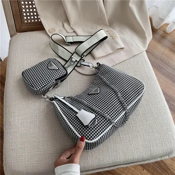 

2 PCC/SET Houndstooth Pattern Small Leather Chain Shoulder Bags for Women 2020 Handbags Female Hobos Bags Travel Crossbody Bag