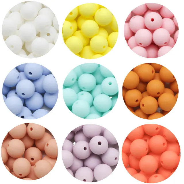 귀여운 아이디어 20 개 9/12/15mm 실리콘 구슬 둥근 아기 Teether 친환경 BPA 무료 젖니 목걸이 젖꼭지 아기 제품 장난감
