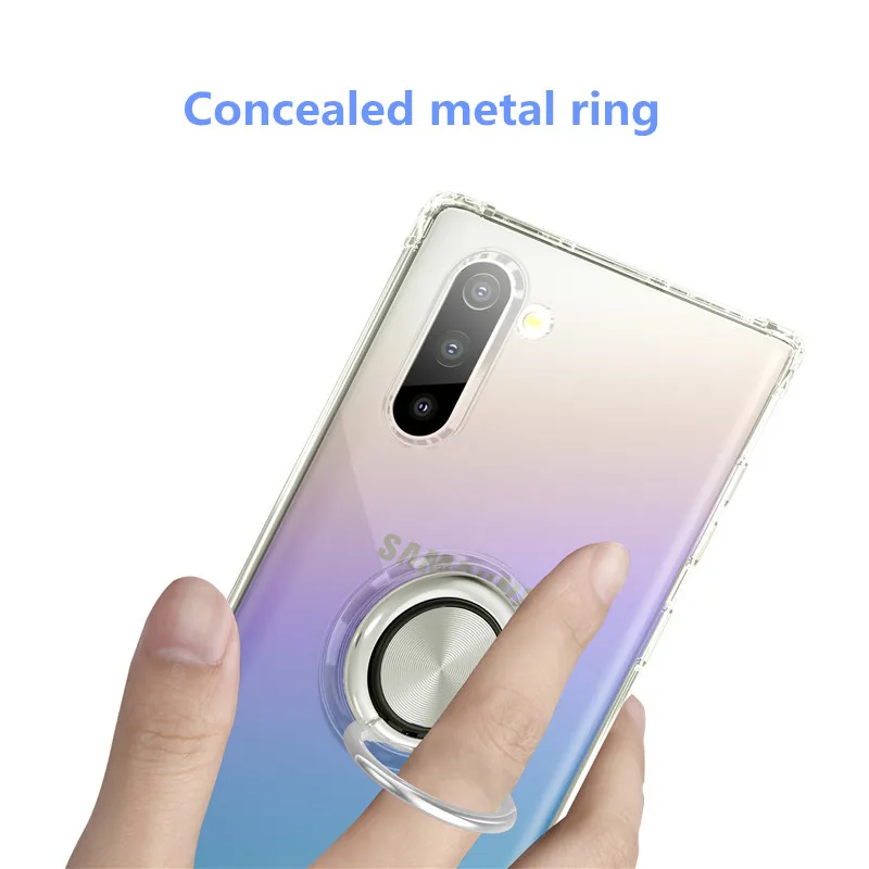 

Luxury Magnetic Ring Stand Transparent Case For Samsung Galaxy Note 10 S10 Plus A10 A50 A70 Full Cover Case for S10 5G S10e M10