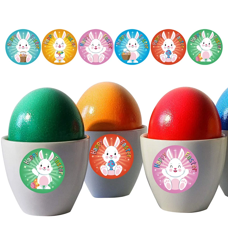 Packaging Stickers 100-500pcs Happy Easter Cute Rabbit/Egg Stickers Gift Sealing Labels For Party DIY