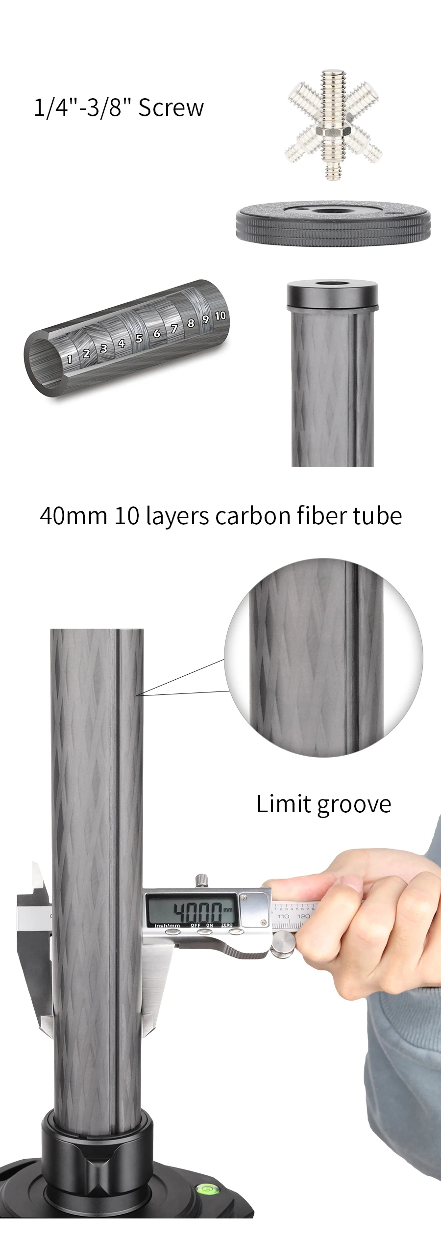 Er40c 40mm tubo profissional de fibra de