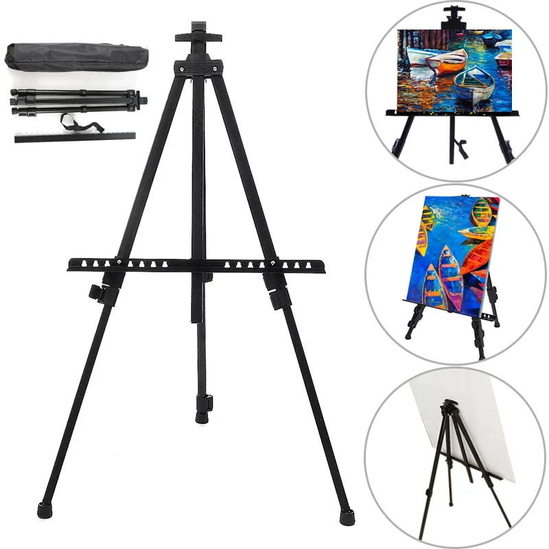 Portable Metal Easel Adjustable Sketch Travel Easel Thicken Triangle Aluminum Alloy Easel Sketch Drawing For Artist Art Supplies
