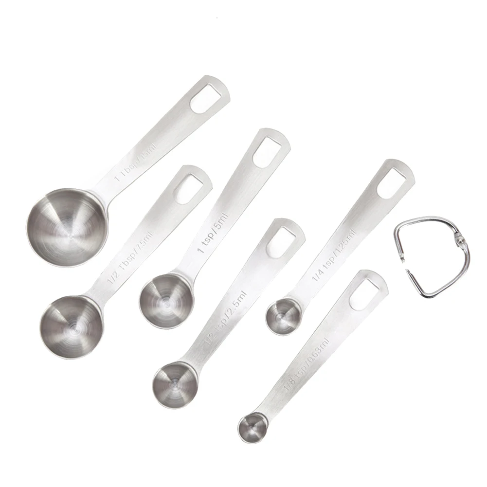 6 PCS Measuring Spoons Baking Tools Stainless Steel Baking Scale Measuring Seasoning Spoons Spoon Set