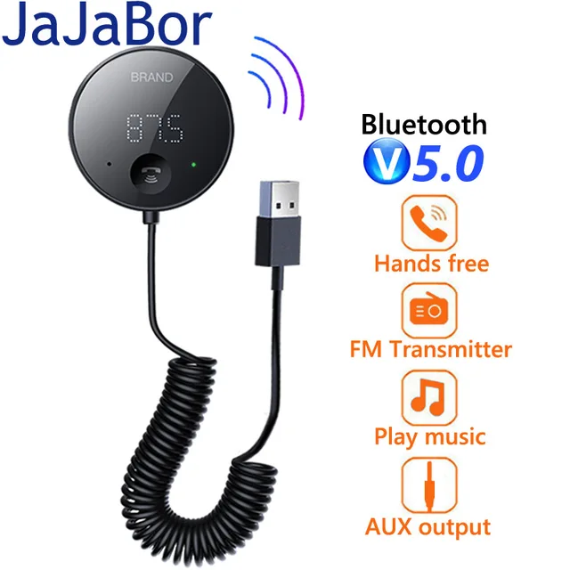JaJaBor – transmetteur FM sans fil pour voiture, récepteur Audio AUX 3.5MM, carte TF, lecteur MP3 de musique, Kit mains libres, compatible Bluetooth 5.0 