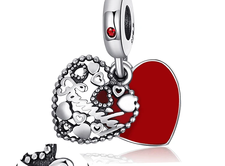 Jewelrypalace стерлингового серебра 925 секрет восхищение красной эмалью бисер Подвески Fit Браслеты подарки для нее Модные украшения подарок