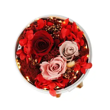 

Red Silk Rose That Lasts Forever in a Glass Dome for Valentine's Day Wedding