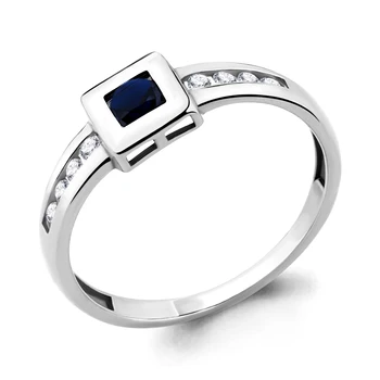 

Ring classical AQUAMARINE with nanosapfirom, cubic zirconia, silver 925