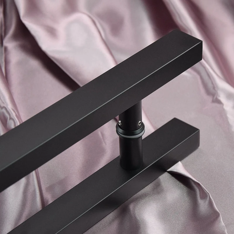 Матовая Черная Нержавеющая Сталь стекло/деревянная дверная ручка