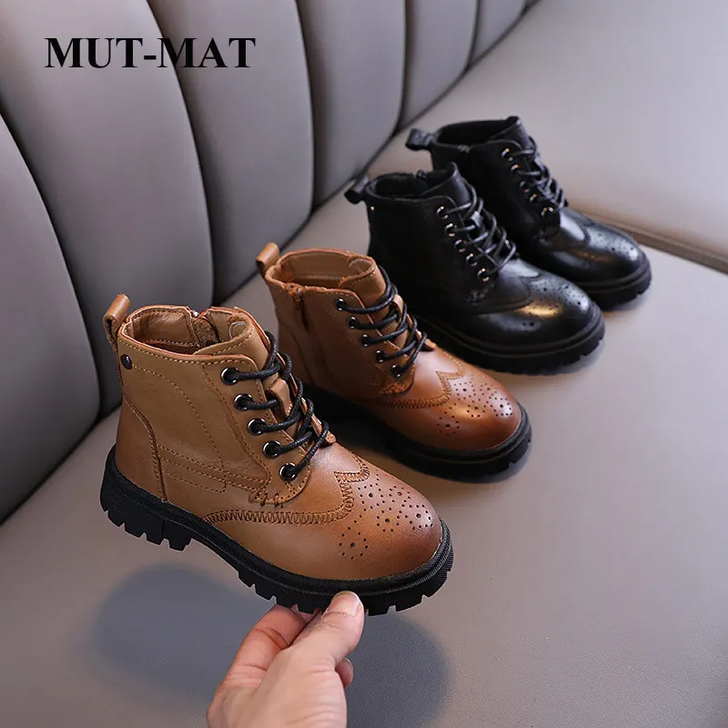 Childrens shoes Fashion New autumn Boys casual short boots student Geniune leather Martin boots Soft childrens shoes