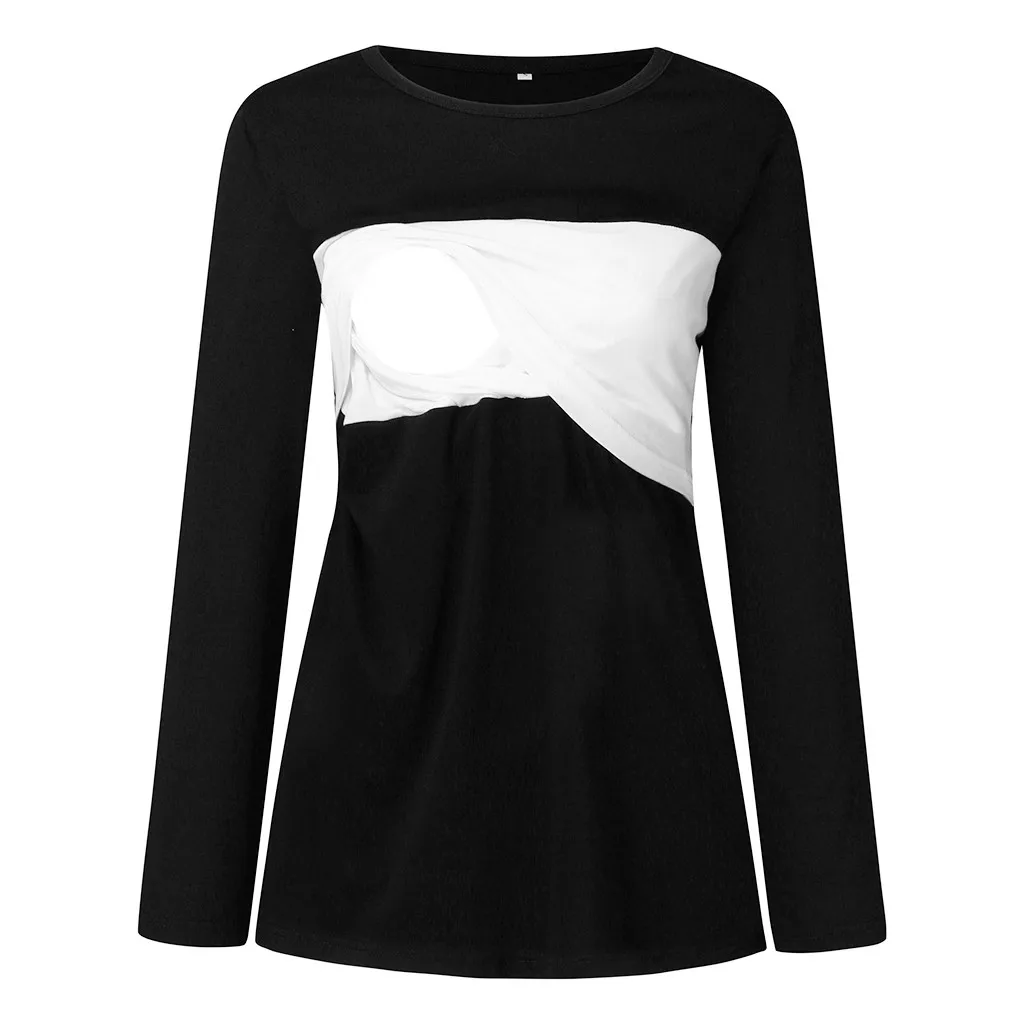 Черный Zwangerschaps kleding женские топы в полоску с длинным рукавом для кормящих мам, рубашки для грудного вскармливания, ropa para embarazada - Цвет: Черный