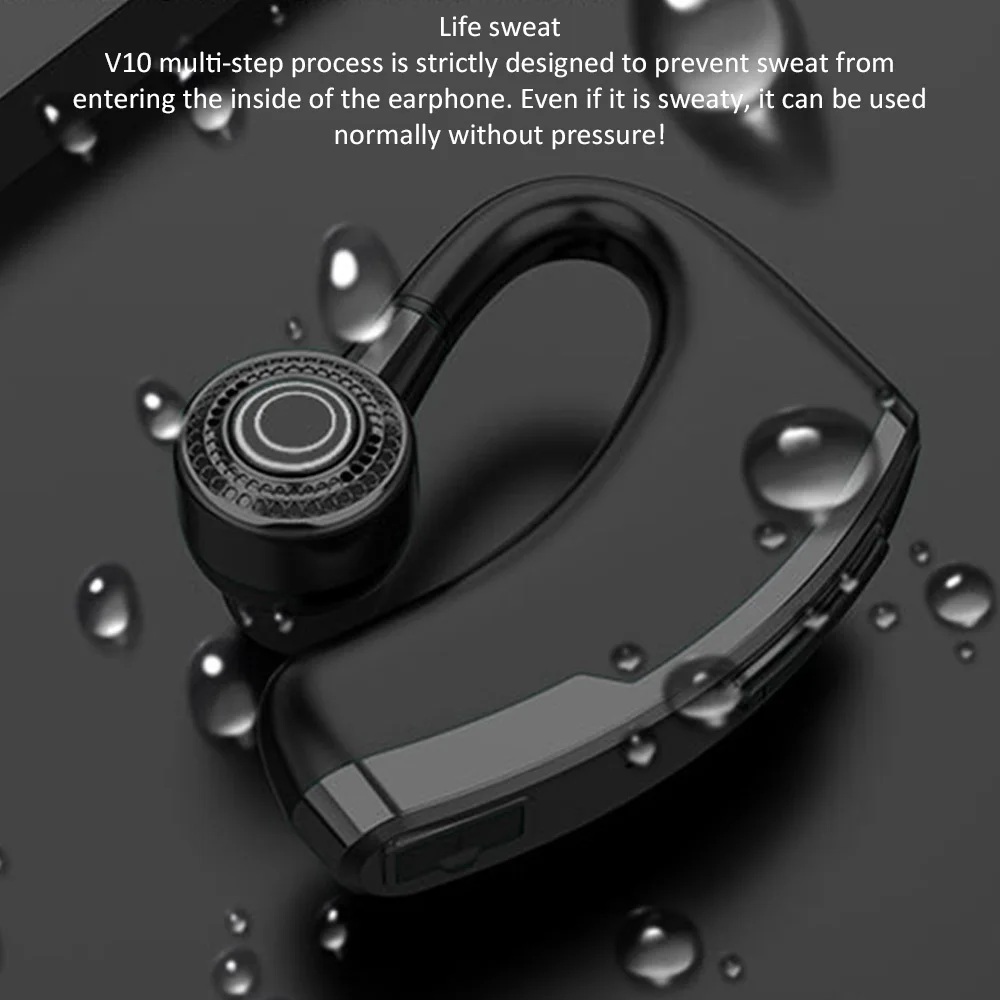 V10 Business Bluetooth Headphone Fast Charging Driver Handsfree Earphone with Mic Voice command Noise Cancelling For ALL PHONE