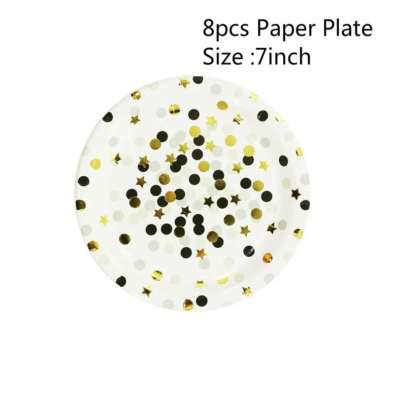 7inch Paper plate Одноразовый Бумага пластины полосы Цвет День рождения тарелка для фруктов, пирожных лоток Бумага чашки салфетка посуда День рождения расходные материалы - Цвет: 7inch Paper plate