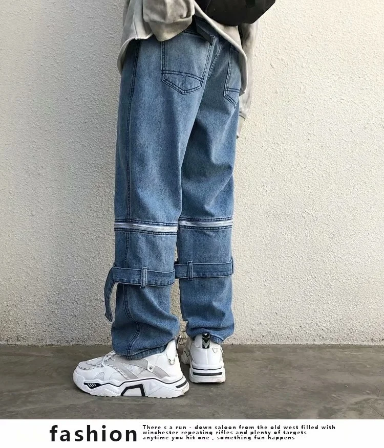 1324 Straight Jeans Men Ankle Zipper 