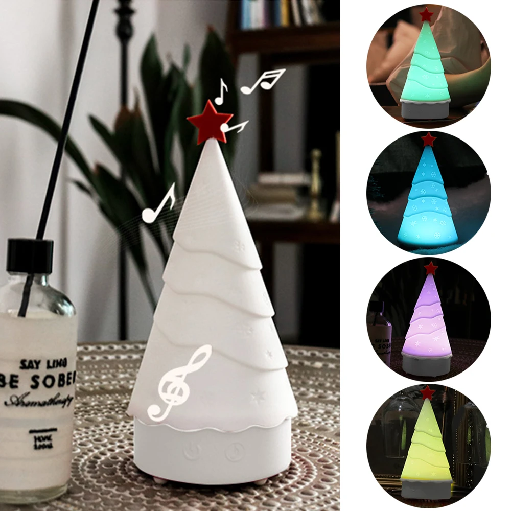 Santa Claus Christmas Tree Silicone LED Lamp Night Light Touch Sensor Tap Control Gift for Children Baby Kids Christmas Gift