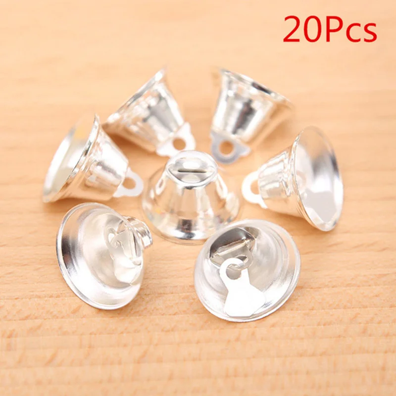Silver-20Pcs 20шт маленький колокольчик рождество ремесло золотой серебристый цвет колокольчики кулон елочные украшения колокольчик год домашнего декора бубенчики - Цвет: Silver-20Pcs
