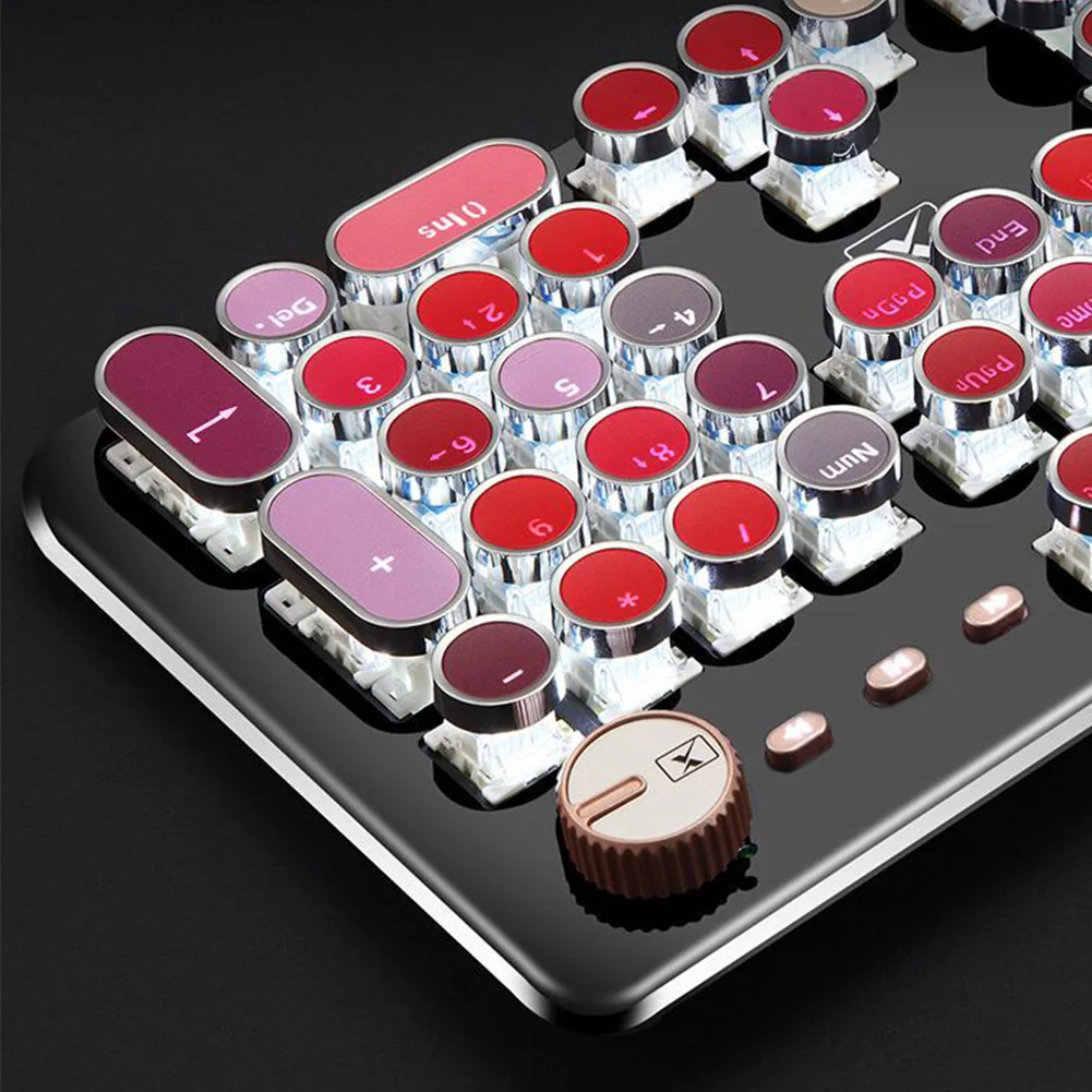 K520 104 Keys Fashion Accessory Mechanical Metal Computer Ergonomics Lipstick Color USB Keyboard Professional Gaming Wired