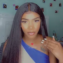 Sin costuras Yaki recto pelucas delanteras de encaje Color Natural Sintético pelucas de diadema fácil desgaste resistente al calor de fibra de cabello para las mujeres negras