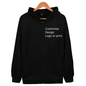 

Solid Color DIY Zipper Hoodie Men/Women Your Own Design Customize Logo Text Image Sweatshirt Party Team Travel Parent-child Coat