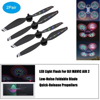 

2/4PC Rechargeable LED colorful Light Flash Low-Noise Foldable Quick-Release Propellers with USB Cable For DJI Mavic Air 2 Drone