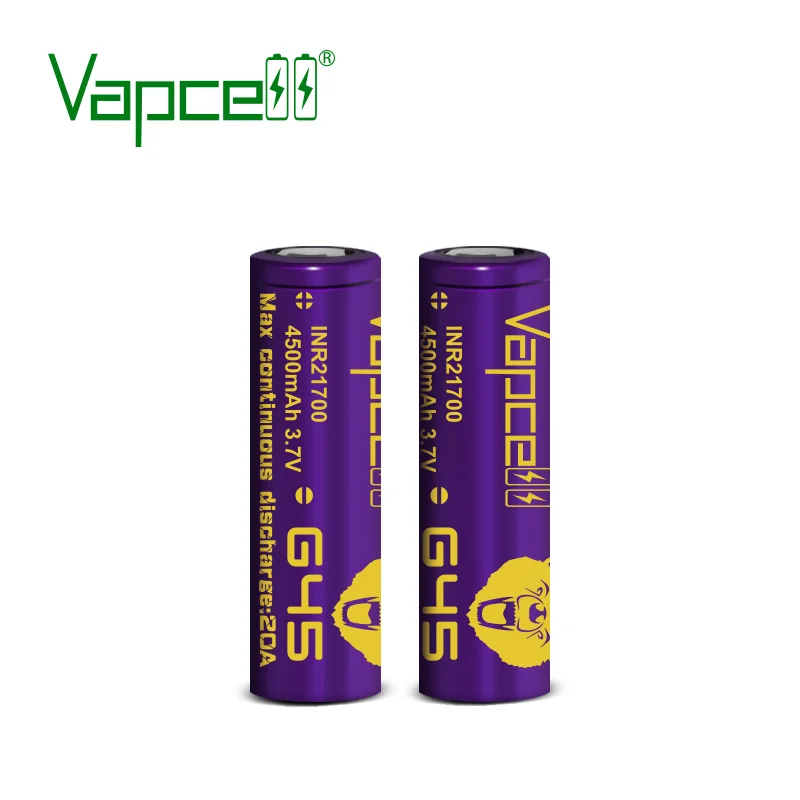 1 доллар купон Vapcell 21700 4500mAh 20A G45 литий-ионная фиолетовая аккумуляторная батарея большой емкости