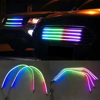 

60CM 2.36" Car-Styling RGB Flow Type Led Strip Lights Universal Fit For Car Front Grille Network Light Bar Turn Signal Brake DRL