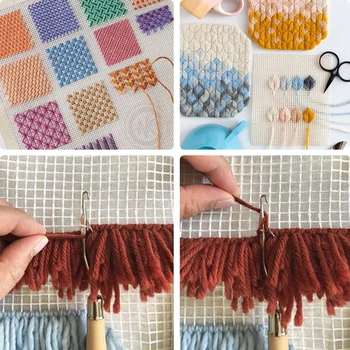 

Blank Hooking Mesh Canvas For Rug Making Latch Hook Crafts Work + Crochet Set For Rug Making, DIY Latchh Hook Crafts, Pillows