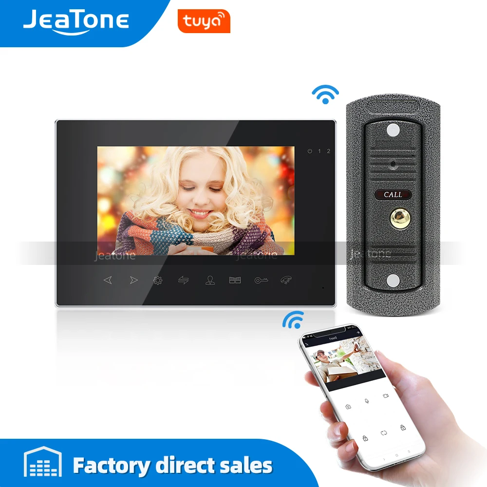 Tuya Smart App WiFi 7 Inch WiFi Video Door Phone Intercom System with AHD Wired Doorbell Camera Remote Unlock Motion Detection