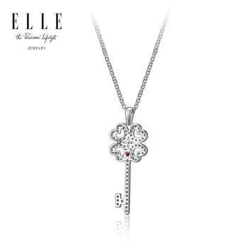 

ELLE Key Pendant 925 Necklace Zircon Ruby ​​Simple Fashion Temperament All-Match Jewelry Exquisite gift Birthday Present 3115100
