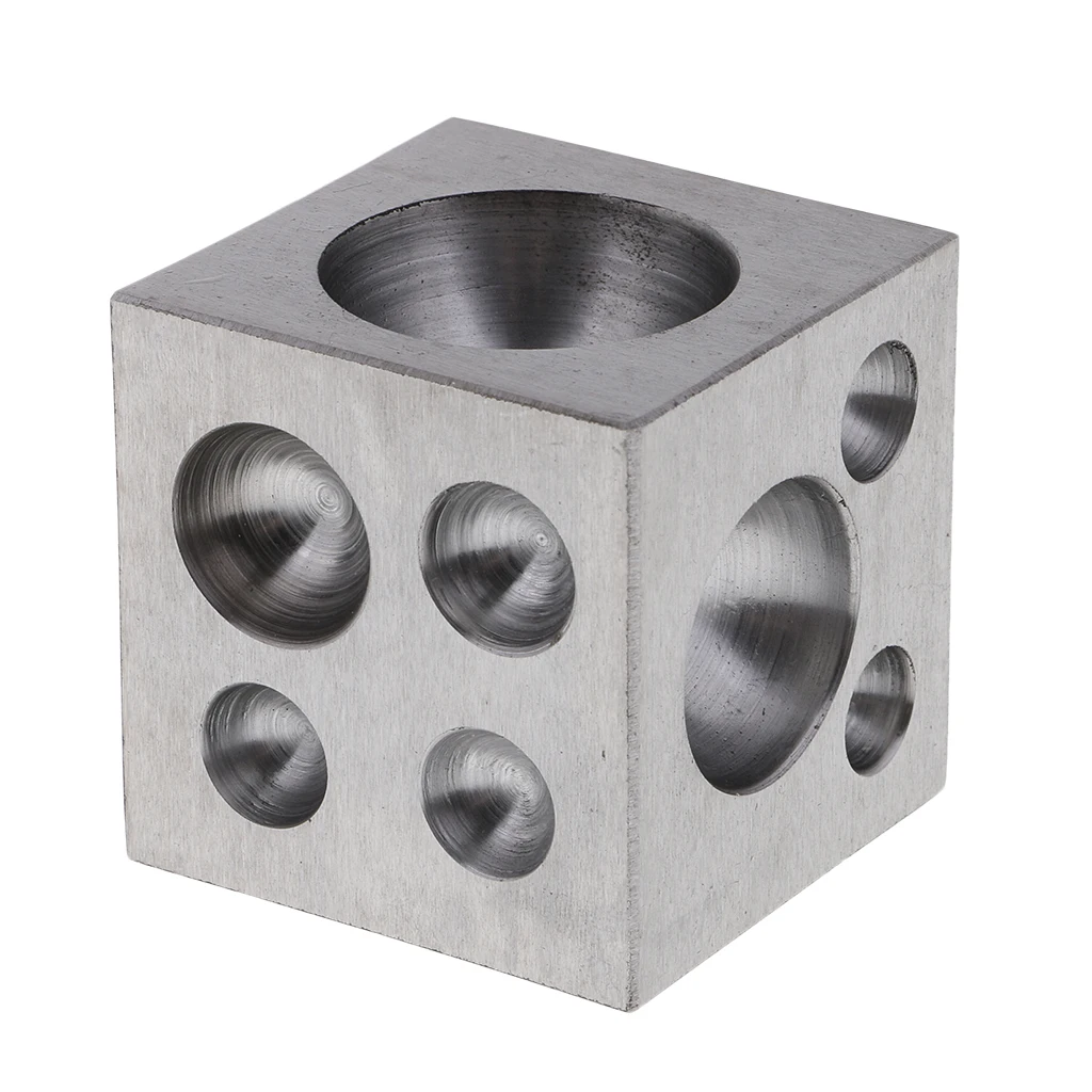 Silver Steel Dapping Block, 50mm Punches Jewelry Doming Tool Square Dapping Block for Shaping Texturizing Jewelry Tool