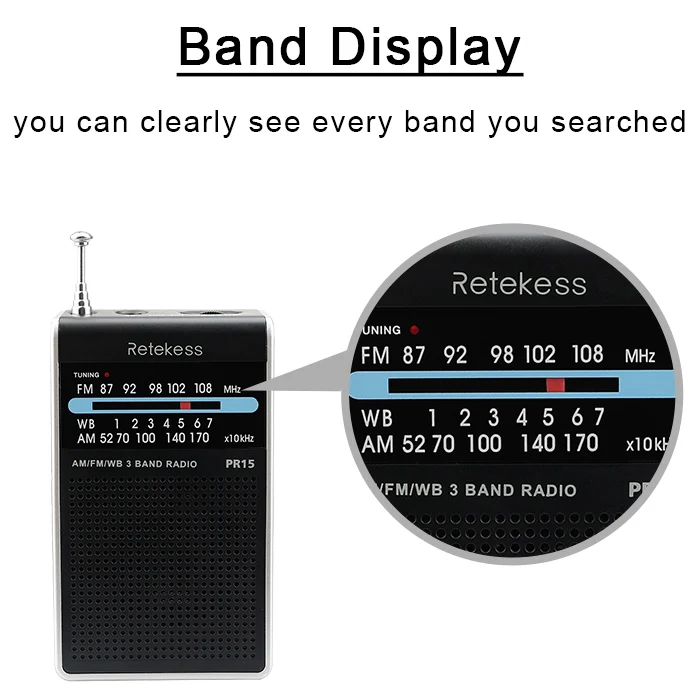 RETEKESS PR15 FM AM NOAA аварийного указатель настройка радио мини портативные радио портативное карманное радио приемник с погодой Предупреждение