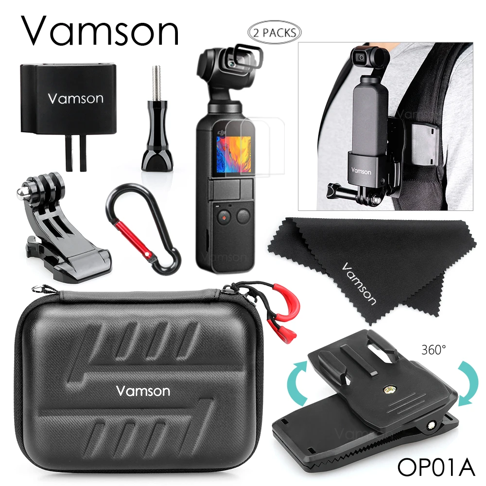 Vamson Voor Dji Accessoires Kit Waterdichte Draagtas Hard Shell Box + Gehard Glas Voor Dji Osmo Pocket 2 1 actie Camera OP01A 1