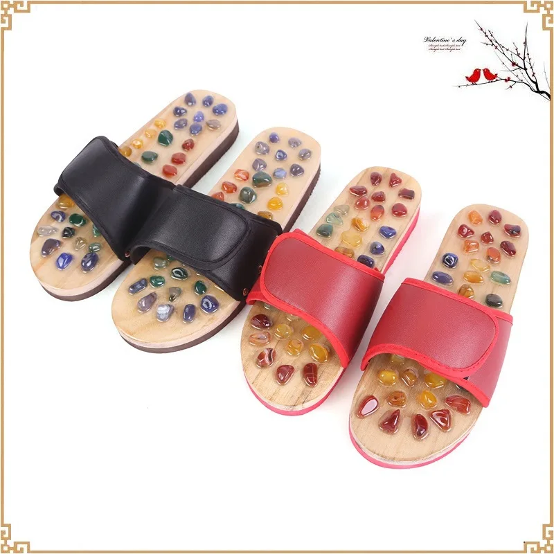 Акупунктурные массажные тапочки для мужчин и женщин; китайские сандалии для акупрессуры; медицинская вращающаяся Массажная обувь для ног в стиле унисекс
