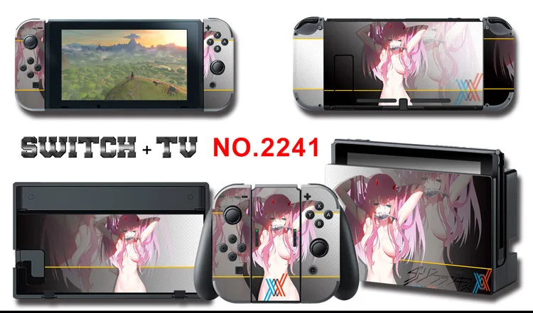 1set New Cute Anime Full Body Sticker for NS Switch Protective Cover Skin Colorful Art for Game Console Joy-Con Controller Decor