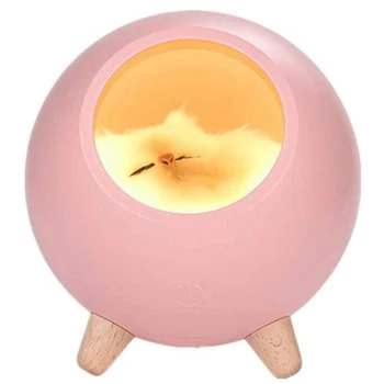 

Cute Cat House Wireless Bluetooth Speaker Night Light Press Dimming LED Baby Kids Bedside Sleep Lamps for Kids(Pink)