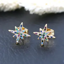 BPPCCR изысканный кубический цирконий звезда серьги для женщин золотой цвет Кристалл женские серьги-гвоздики Свадебные украшения Mujer Brinco