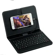 PU skóra przewodowa klawiatura odwróć telefon pokrowiec Case dla Redmi HTC Sony Meizu Andriod telefon komórkowy 4 8-6 0 #8243 tanie tanio GloryStar CN (pochodzenie) Laptop Keyboard phone Keyboard Multifunctional Keyboard