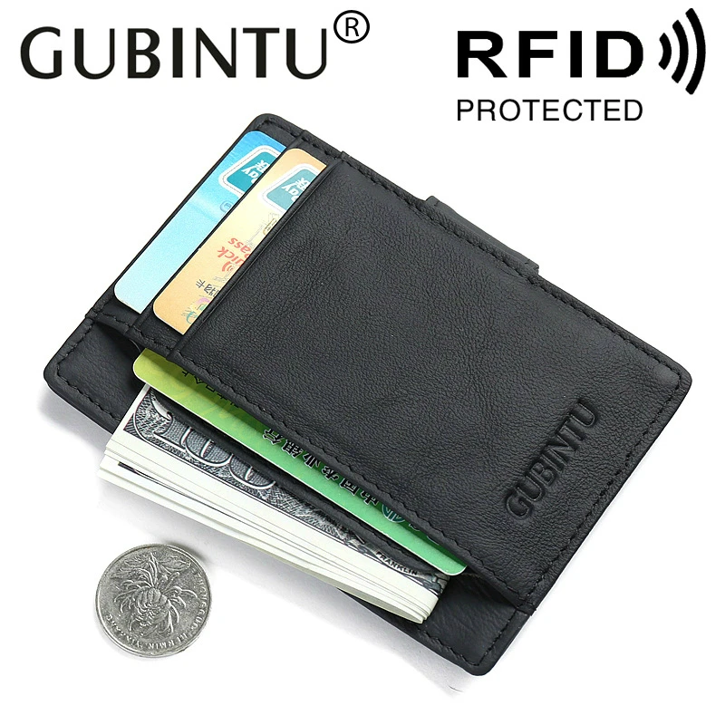 

GUBINTU Foreign Trade RFID True Leather Card Cover Cowhide Magnet US Dollar Clamp Anti-magnetic Wallet Anti-theft Dollar Clampa