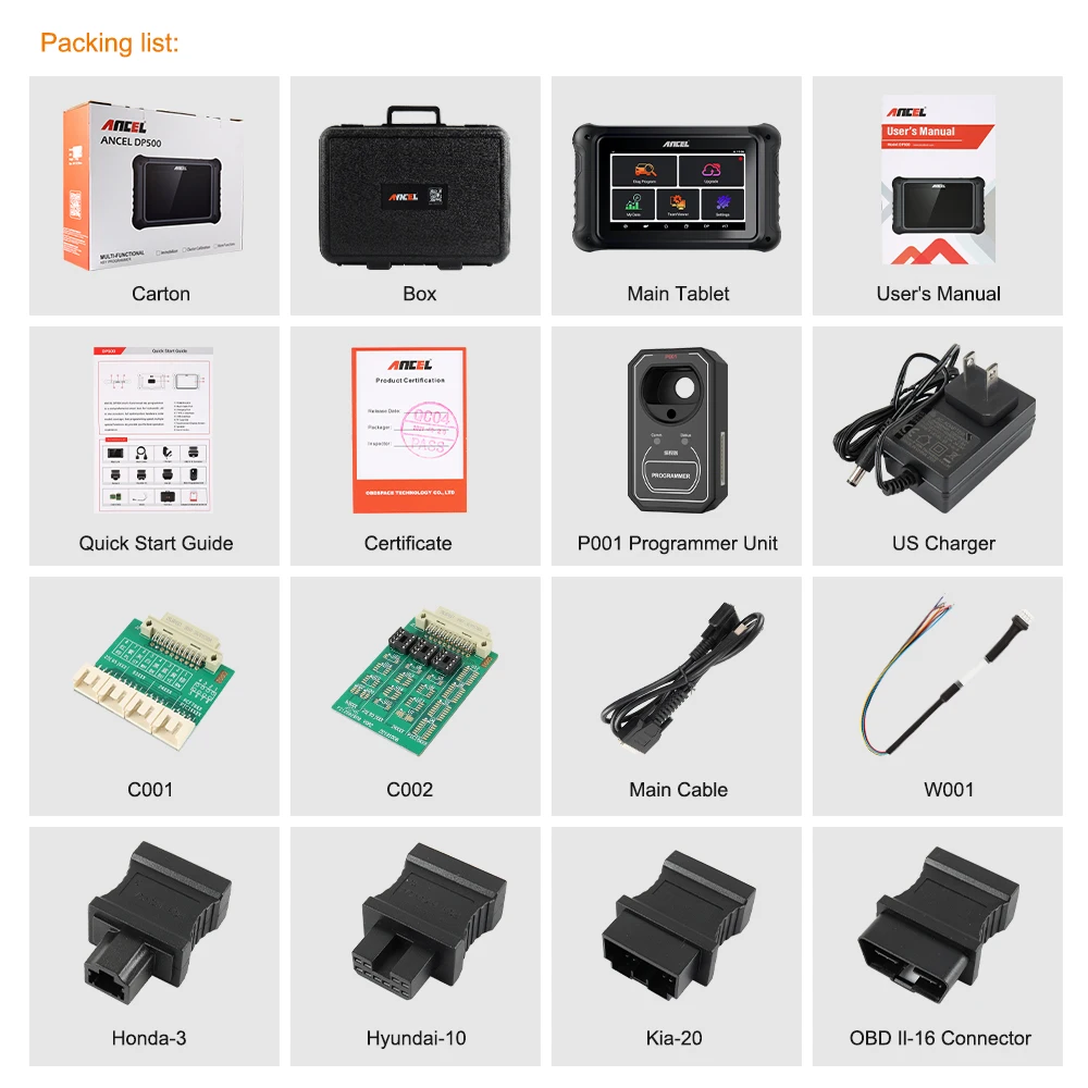 ANCEL DP500 Key Programmer Immobilizer Cluster Calibriation Professional EEPROM Chip Read Car Scanner OBD2 Diagnostic Tools best automotive engine analyzer Diagnostic Tools