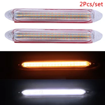 

2Pcs Universal Car LED White DRL Daytime Running Light Amber Turn Light Strip 12V