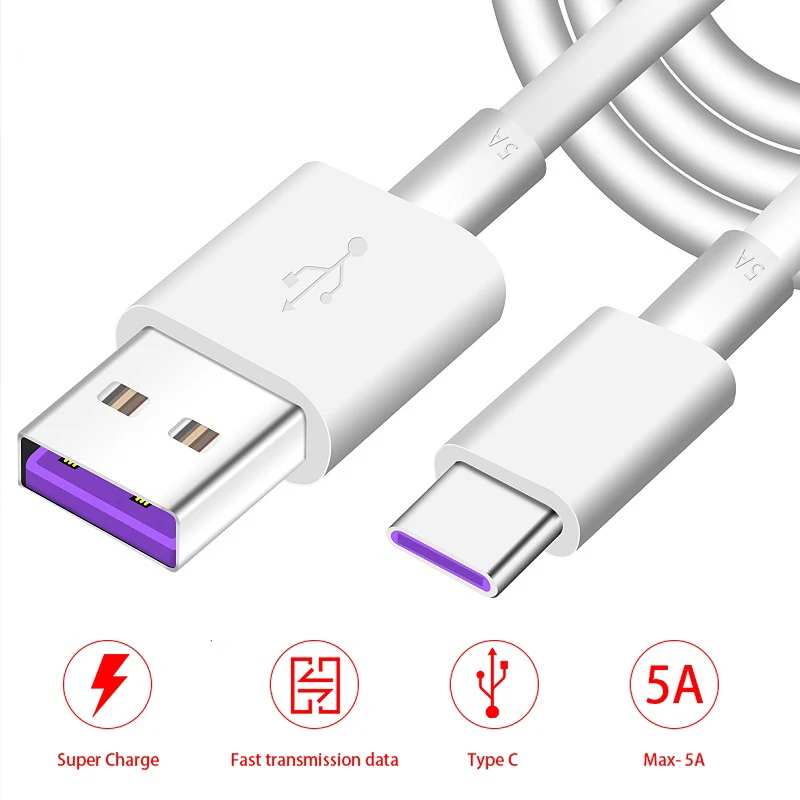 EQCG 5A кабель с разъемом USB Type C для Huawei мат 30 20 P30 P20 P10 Pro Lite 40 Вт Зарядное устройство