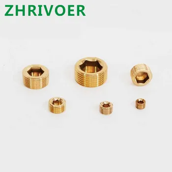 

Male Thread Dia Internal Hex Socket Head Pipe Plug Fitting copper Connector Brass fittings Gold Tone 1/8" 1/4" 3/8" 1/2" 3/4"