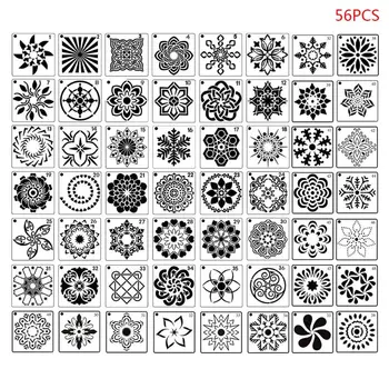 

36/56pcs Mandala Stencils DIY Drawing Template Wall Painting for Tile Rock Decor
