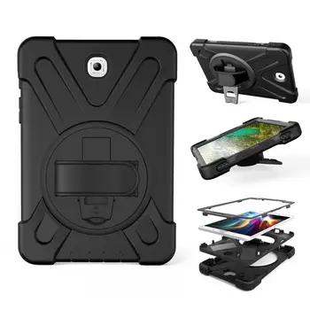 

HYYGEDeal 3 in 1 Shockproof 360 Degree Rotating Hand Strap&Neck Strap TPU+PC case for Samsung Galaxt Tab S2 8 T710