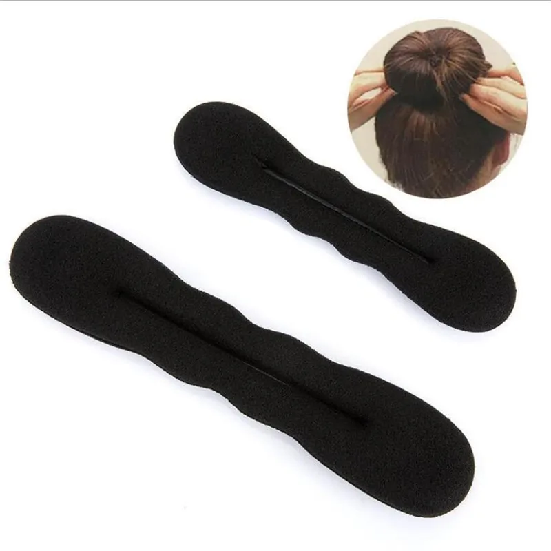 Multi Size Spugna Black Hair Styling Donut Bun Bigodino Maker Ring Magic Foam Donut Twist Tool Clip Per Capelli 17.5Cm E 22.5Cm