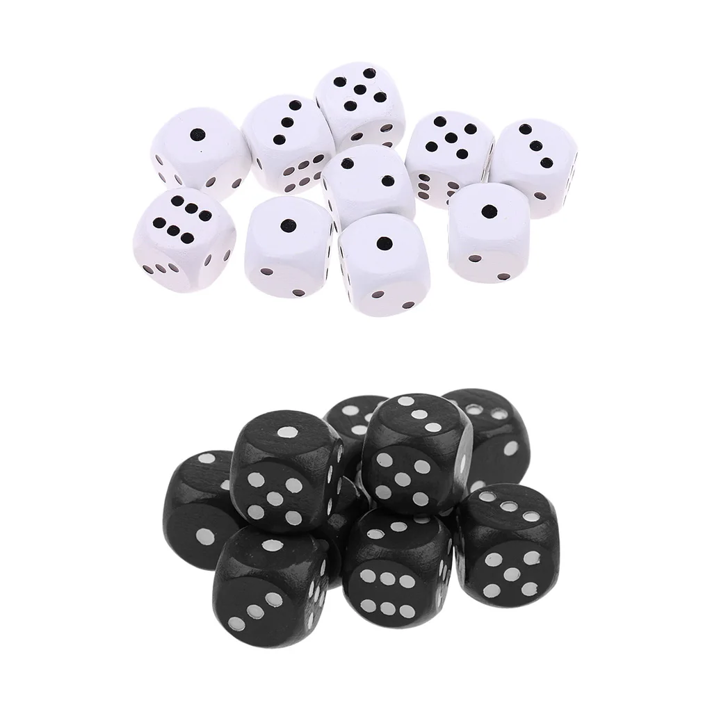 Set/20Pcs Wood Dices D6 Six Sided Dotted Dice for DND RPG MTG Board Games Toys Casino Game Supply DIY