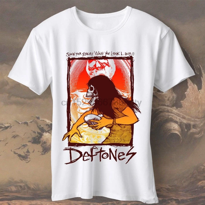 Новый 2019 модные короткий рукав Deftones показать враг вы выглядите как стиль круглый