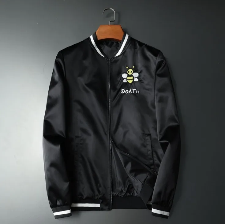 

New Men luxury Rib Sleeve Embroidered Bees Striped High couple Baseball Coats & Jackets Abstract digital coat Motor #M21