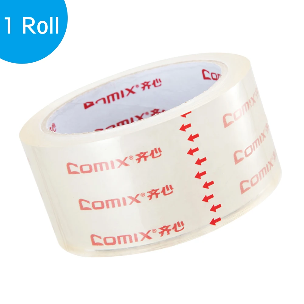 

Comix 1 Roll Standard Packaging Tape Adhesive Transparent Tape 1.9 Inch * 100 Yards for Packing Moving Shipping Low Noise