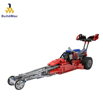 

BuildMoc The Drag Formula Racing Car Model Building Blocks Sets Educational DIY Bricks Toys Compatible Technic 7869